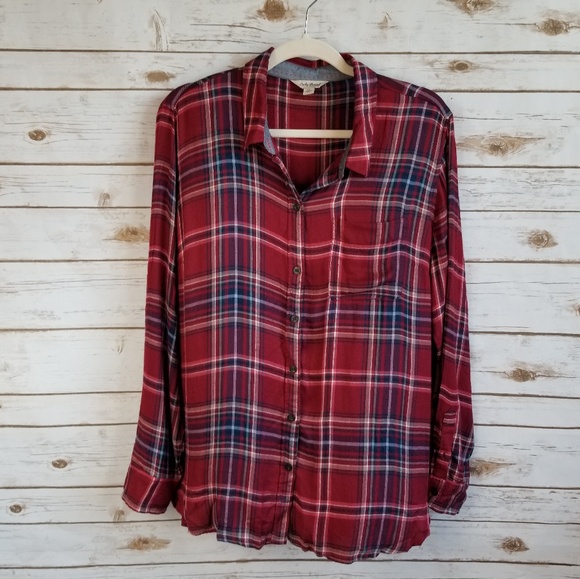 Lucky Brand red plaid button down shirt - Picture 2 of 7